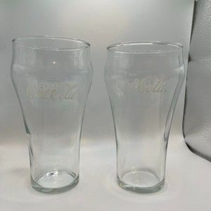 Coca Cola Glasses, Set of 2 Soda Fountain Glasses, 12 oz. Coke Glasses